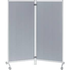 Paperflow Mobiele scheidingswand, bestand tegen desinfectiemiddelen, 2 elementen, aluminiumkleurig