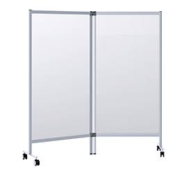 Paperflow Mobiele scheidingswand - dubbele verdeelwand model A, acrylglas, dikte 3 mm, B 1715 x D 390 x H 1800 mm, met wielen