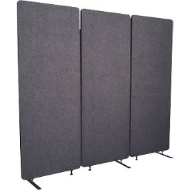 Luxor Akoestische scheidingswand  - 3 panelen -  Post-Consumer Recyclingmaterialien - B 1830 x D 35 x H 1680 mm - leigrijs