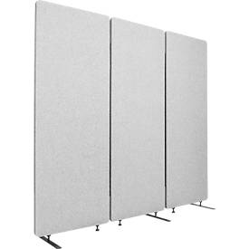 Luxor Akoestische scheidingswand  - 3 panelen -  Post-Consumer Recyclingmaterialien - B 1830 x D 35 x H 1680 mm -lichtgrijs