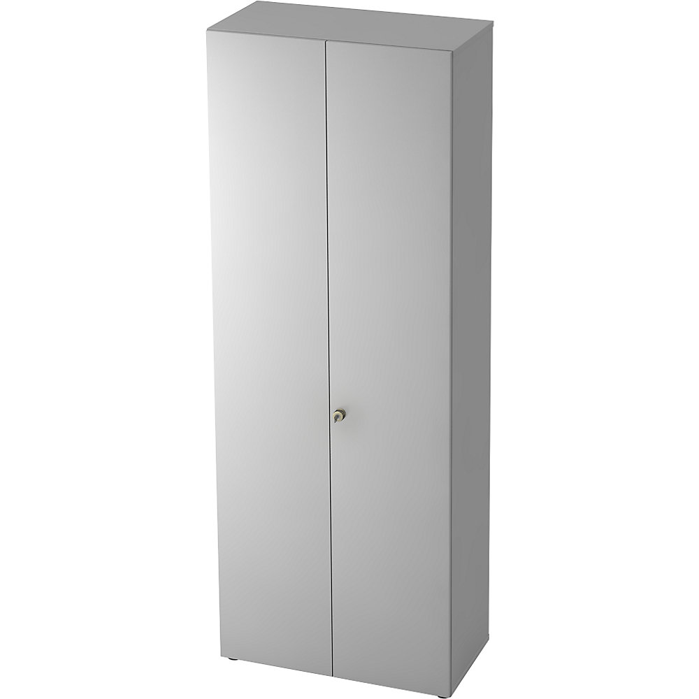 ANNY-AC - Garderobekast met akoestische achterwand, 2 legborden, 1 kledingstang, lichtgrijs