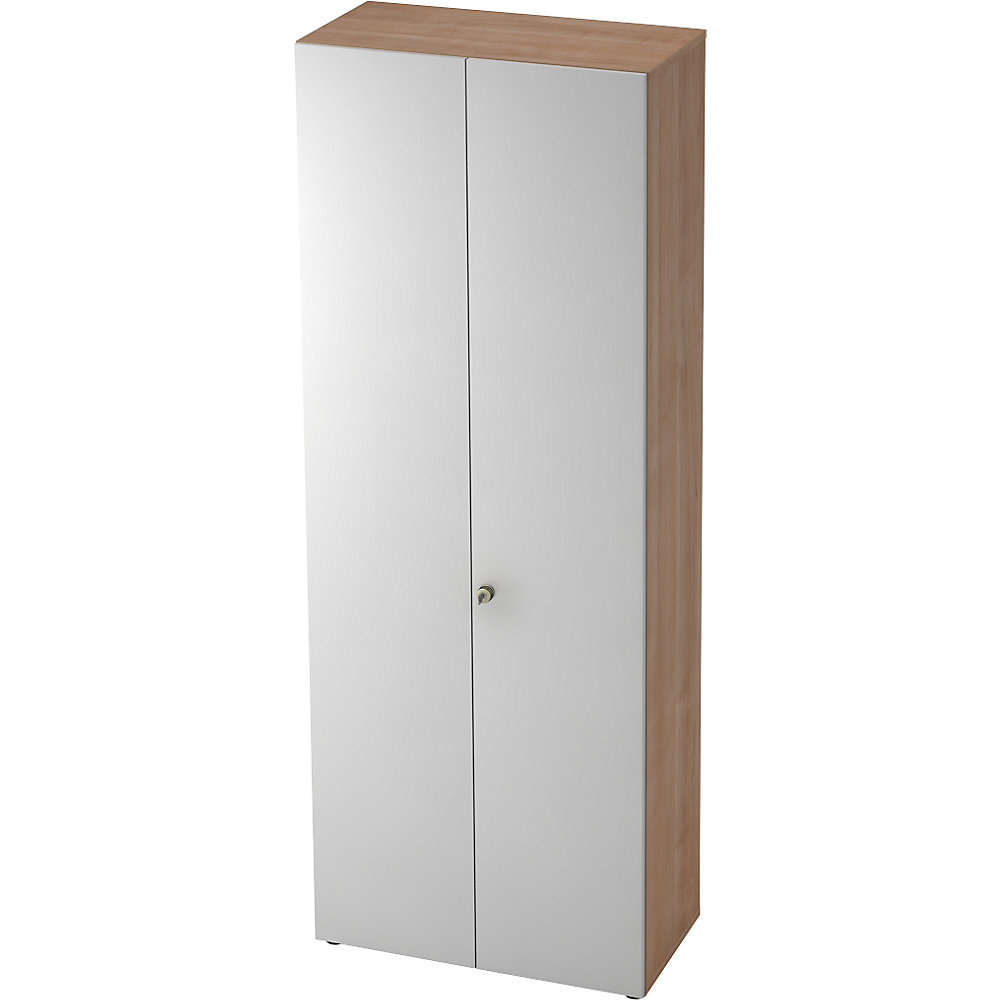 ANNY-AC - Garderobekast met akoestische achterwand, 2 legborden, 1 kledingstang, notenhoutdecor