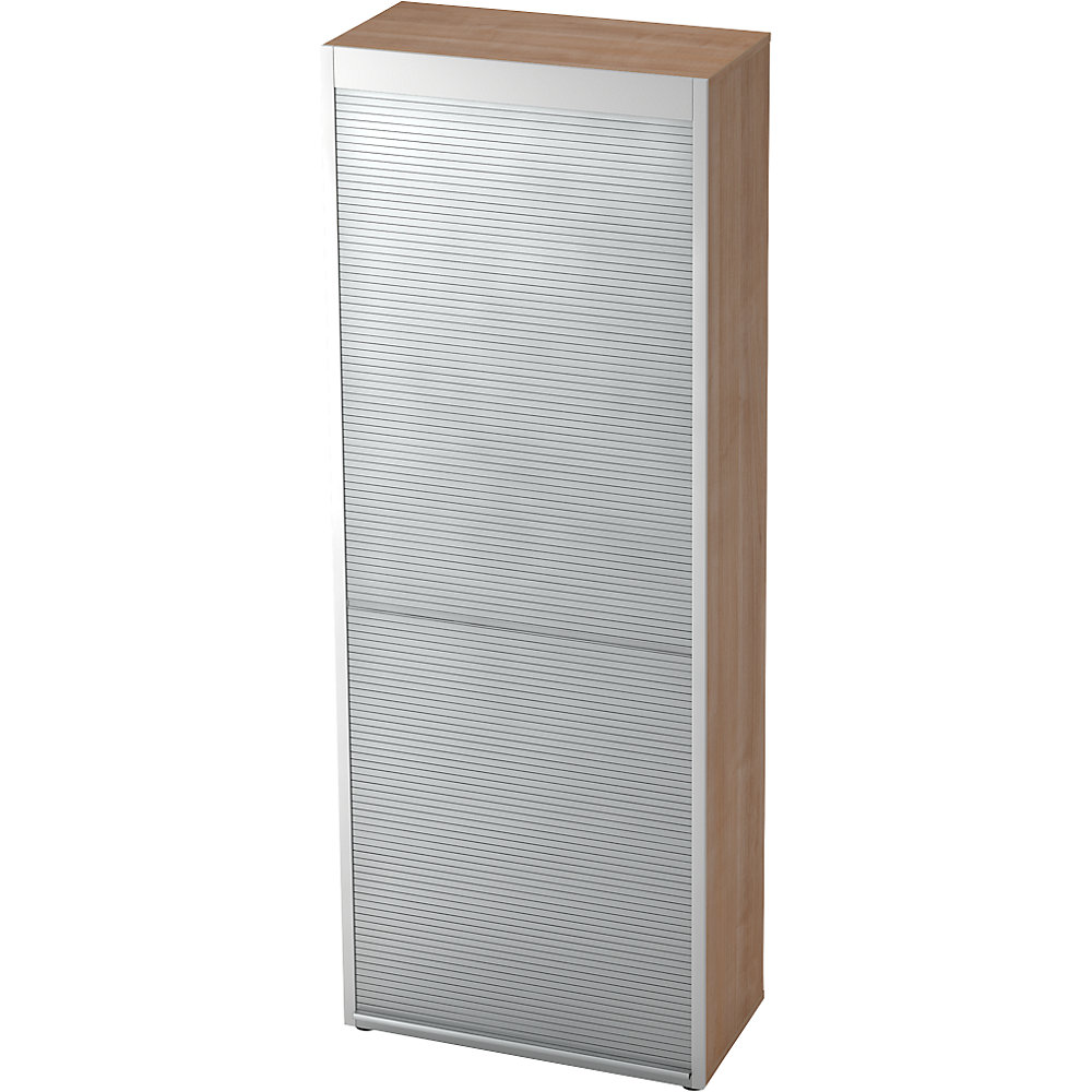 ANNY-AC - Roldeurkast met akoestische achterwand, 5 legborden, notenhoutdecor