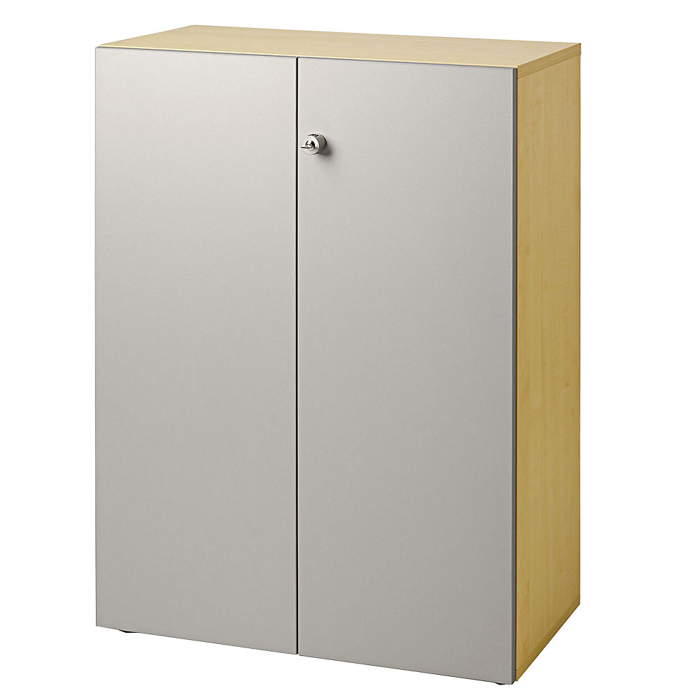 Eurokraft pro Dossierkast, vleugeldeuren, 2 legborden, ahorndecor / blank aluminiumkleurig