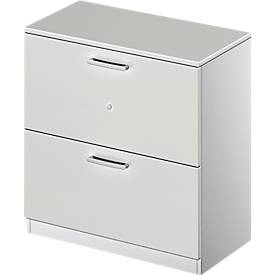 Schäfer Shop Genius archiefkast TETRIS SOLID, 2 OH, B 800 mm, afsluitbaar, met afdekplaat, aluminium lichtgrijs/wit