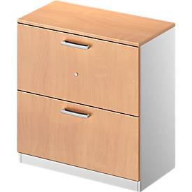 Schäfer Shop Genius archiefkast TETRIS SOLID, 2 OH, B 800 mm, afsluitbaar, met afdekplaat, decor beuken/blank aluminium