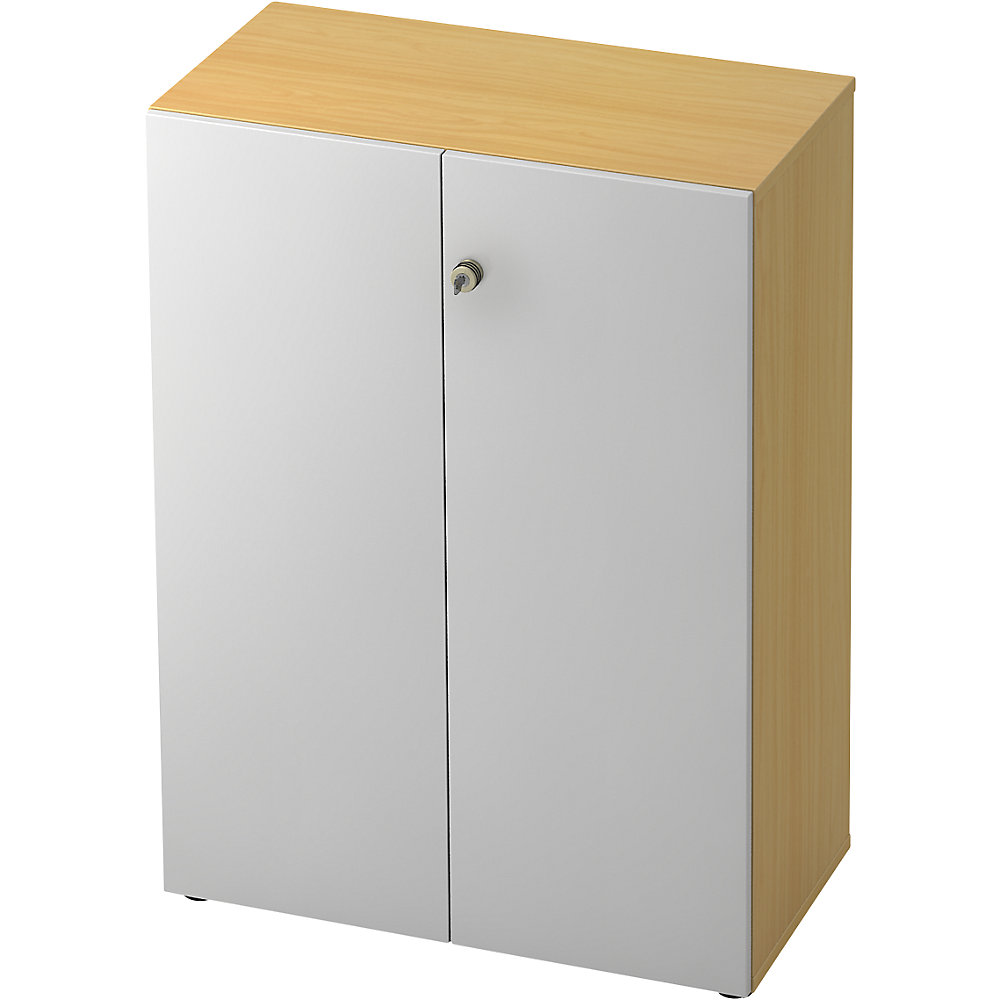 Eurokraft pro Dossierkast, vleugeldeuren, 2 legborden, beukenhout / aluminiumzilver