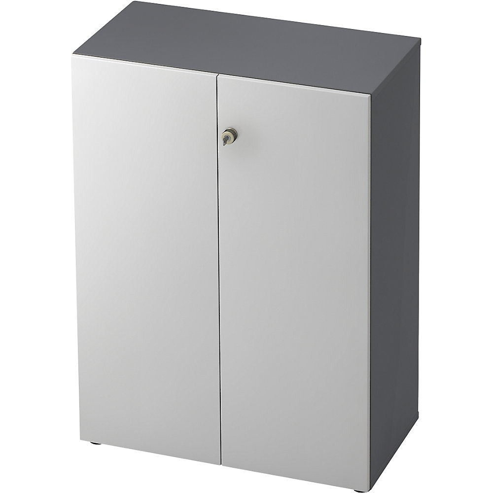 Eurokraft pro Dossierkast, vleugeldeuren, 2 legborden, grafiet / aluminiumzilver