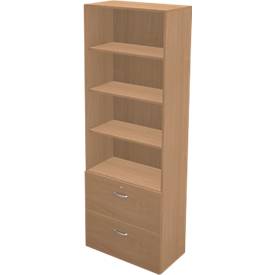Schäfer Shop Genius Combi-hangmappenkast - open rek TETRIS WALL, B 800 x D 440 x H 2250 mm beukenpatroon