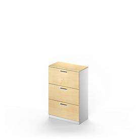 Schäfer Shop Genius archiefkast TETRIS SOLID, 3 laden, 3 OH B 800 x H 1170 mm, ahorn decor/blank aluminium