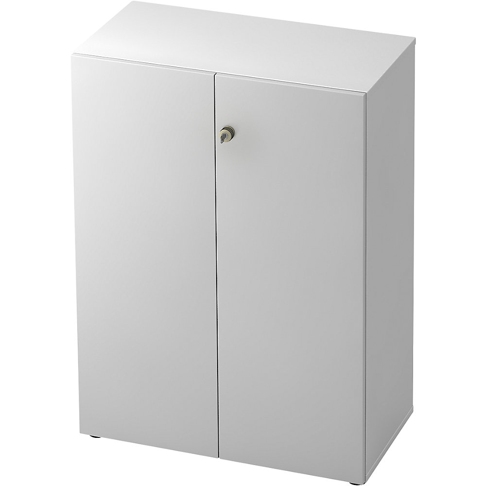 Eurokraft pro Dossierkast, vleugeldeuren, 2 legborden, wit / aluminiumzilver
