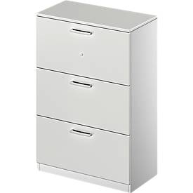 Schäfer Shop Genius archiefkast TETRIS SOLID, 3 OH, B 800 mm, afsluitbaar, met afdekplaat, aluminium lichtgrijs/wit