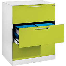 C und P Hangmappenkast Asisto C 3000, 3 schuifladen, 2 rijen, B 800 mm, wit/viridiaangroen