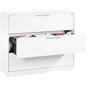 C und P Hangmappenkast Asisto C 3000, 3 schuifladen, 3 rijen, B 1200 mm, wit/wit