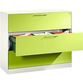 C und P Hangmappenkast Asisto C 3000, 3 schuifladen, 3 rijen, B 1200 mm, wit/viridiaangroen