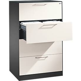 C und P Hangmappenkast Asisto C 3000, 4 schuifladen, 2 rijen, B 800 mm, antraciet/wit
