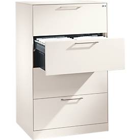 C und P Hangmappenkast Asisto C 3000, 4 schuifladen, 2 rijen, B 800 mm, wit/wit