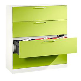 C und P Hangmappenkast Asisto C 3000, 4 schuifladen, 3 rijen, B 1200 mm, wit/wit