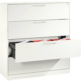 C und P Hangmappenkast Asisto C 3000, 4 schuifladen, 3 rijen, B 1200 mm, wit/wit