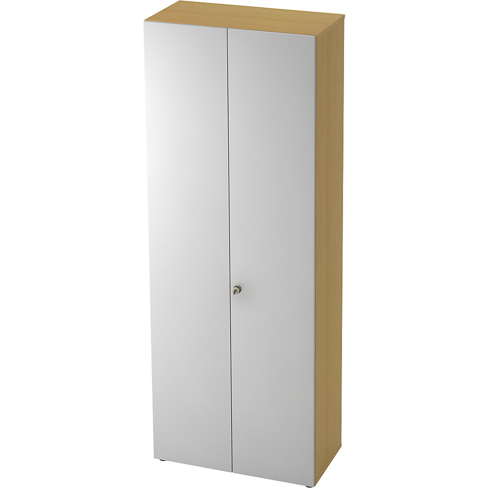 Eurokraft pro Dossierkast, vleugeldeuren, 5 legborden, beukenhout / aluminiumzilver