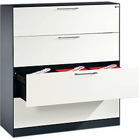 C und P Hangmappenkast Asisto C 3000, 4 schuifladen, 3 rijen, B 1200 mm, antraciet/wit