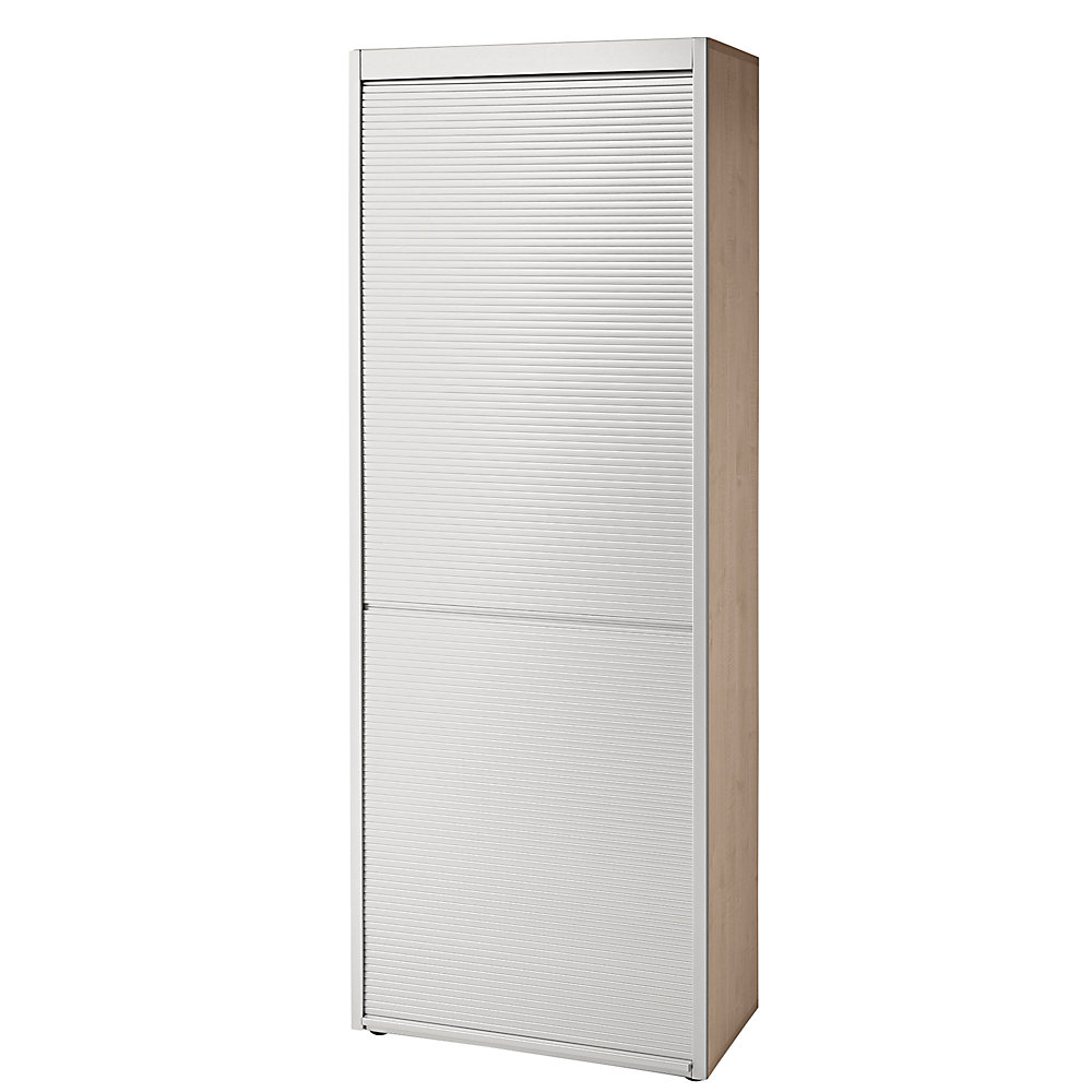 Eurokraft pro Roldeurkast, 5 legborden, notenhoutdecor / blank aluminiumkleurig
