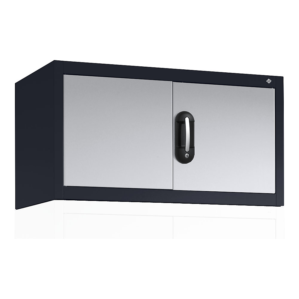 C+P ACCURADO opzetkast met vleugeldeuren, h x b x d = 500 x 930 x 400 mm, zwartgrijs / blank aluminiumkleurig