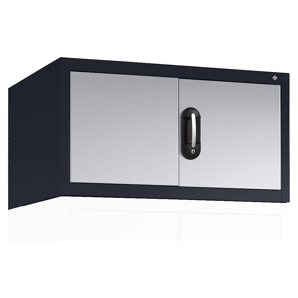 C+P ACCURADO opzetkast met vleugeldeuren, h x b x d = 500 x 930 x 500 mm, zwartgrijs / blank aluminiumkleurig