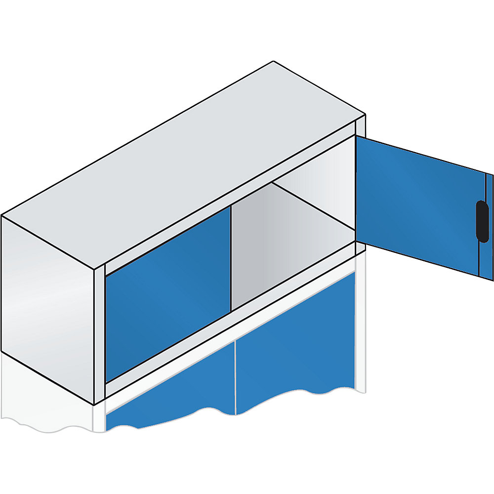 C+P ACCURADO opzetkast met vleugeldeuren, h x b x d = 500 x 1200 x 400 mm, lichtgrijs / lichtblauw