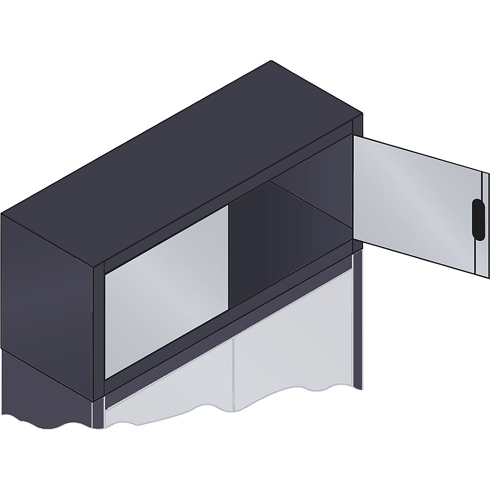 C+P ACCURADO opzetkast met vleugeldeuren, h x b x d = 500 x 1200 x 400 mm, zwartgrijs / blank aluminiumkleurig