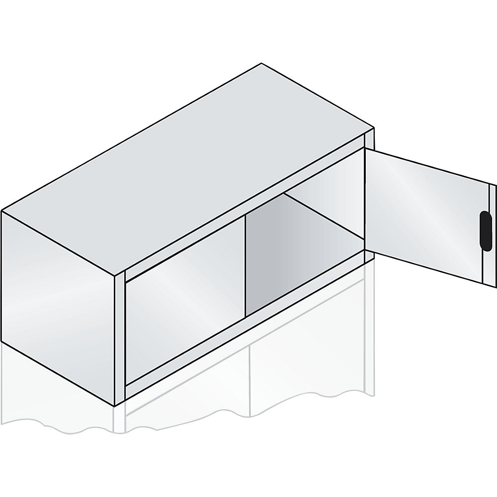 C+P ACCURADO opzetkast met vleugeldeuren, h x b x d = 500 x 1200 x 500 mm, lichtgrijs