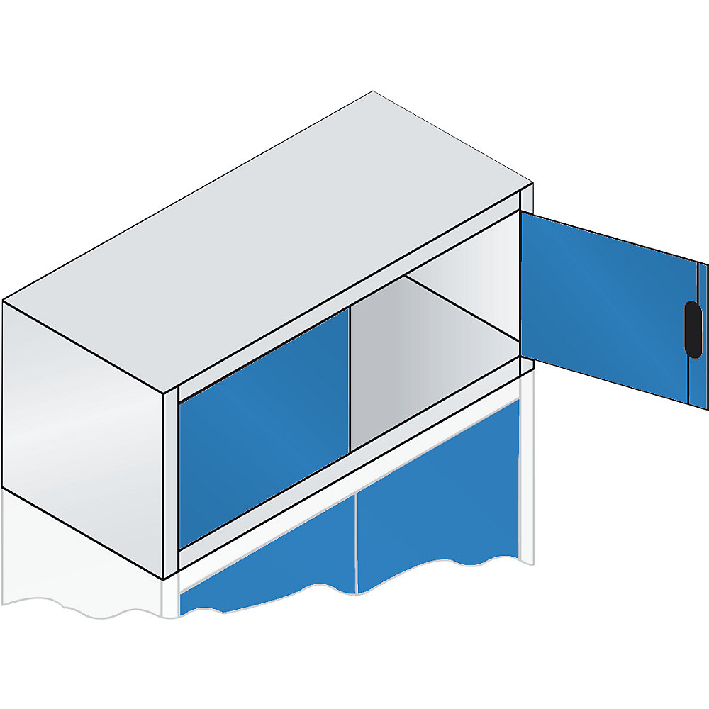 C+P ACCURADO opzetkast met vleugeldeuren, h x b x d = 500 x 1200 x 500 mm, lichtgrijs / lichtblauw