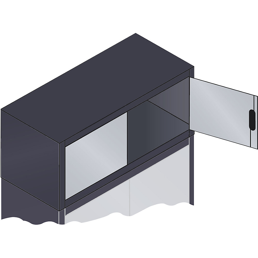 C+P ACCURADO opzetkast met vleugeldeuren, h x b x d = 500 x 1200 x 500 mm, zwartgrijs / blank aluminiumkleurig