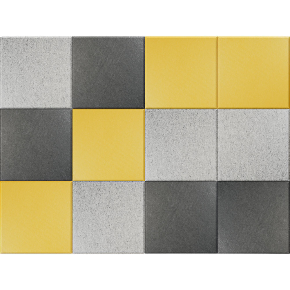 Eurokraft basic Akoestische wandtegel, h x b = 300 x 300 mm, elk 4 x geel, lichtgrijs, donkergrijs, VE = 12 stuks