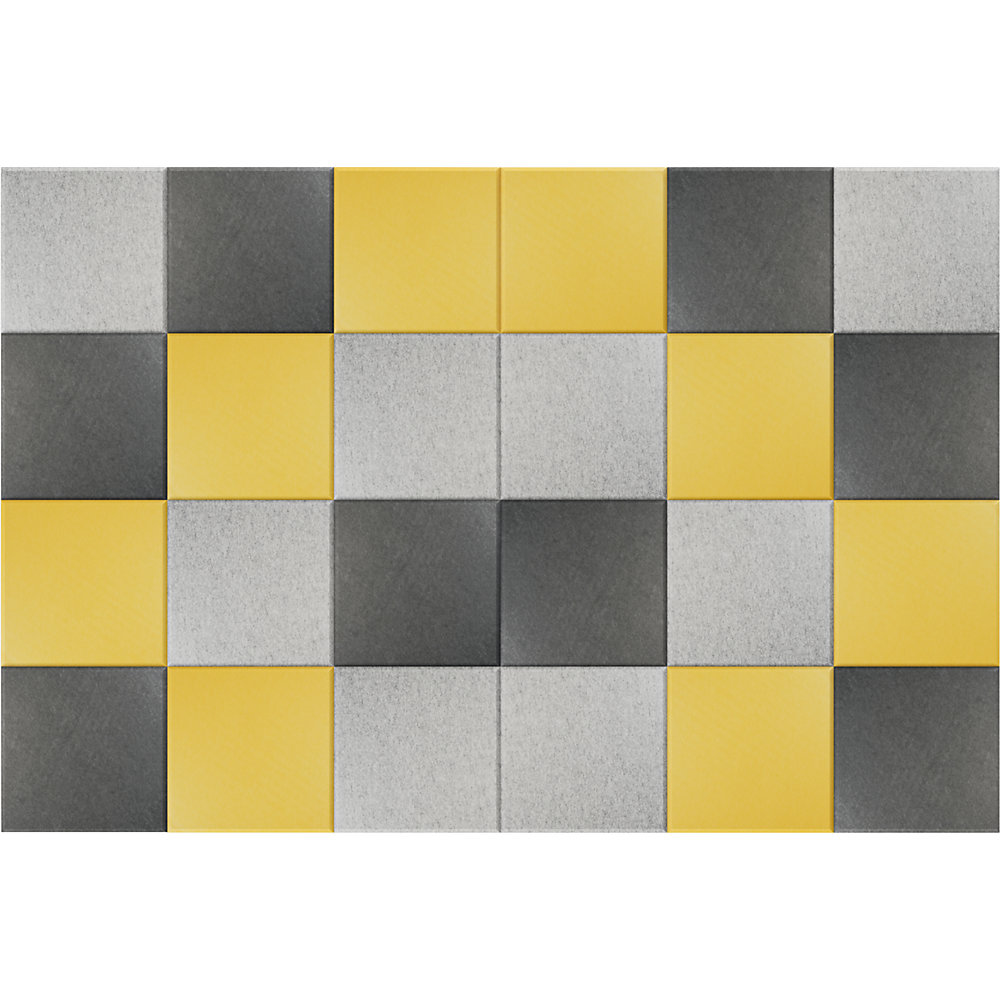 Eurokraft basic Akoestische wandtegel, h x b = 300 x 300 mm, elk 8 x geel, lichtgrijs, donkergrijs, VE = 24 stuks