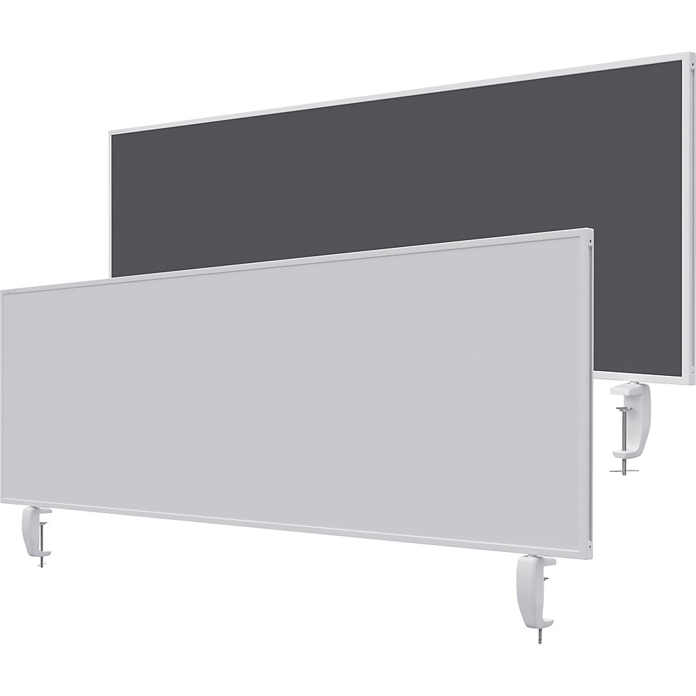 Magnetoplan Bureauscherm VarioPin, whiteboard/vilt, breedte 1600 mm, grijs