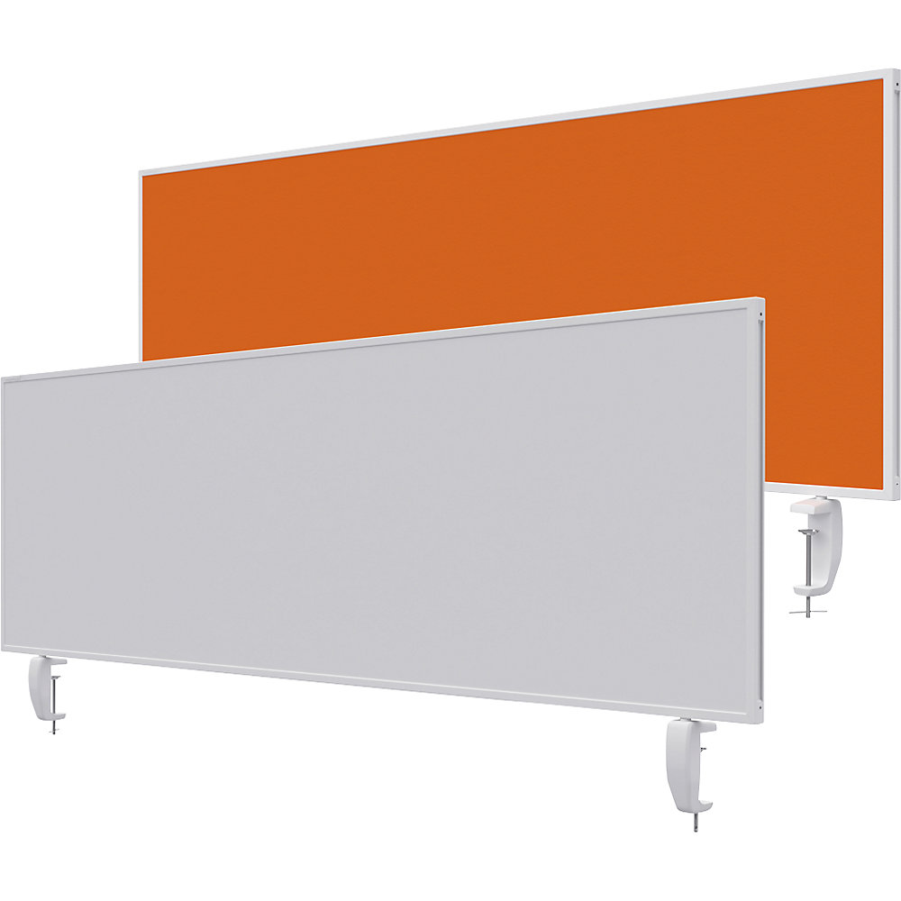 Magnetoplan Bureauscherm VarioPin, whiteboard/vilt, breedte 1600 mm, oranje