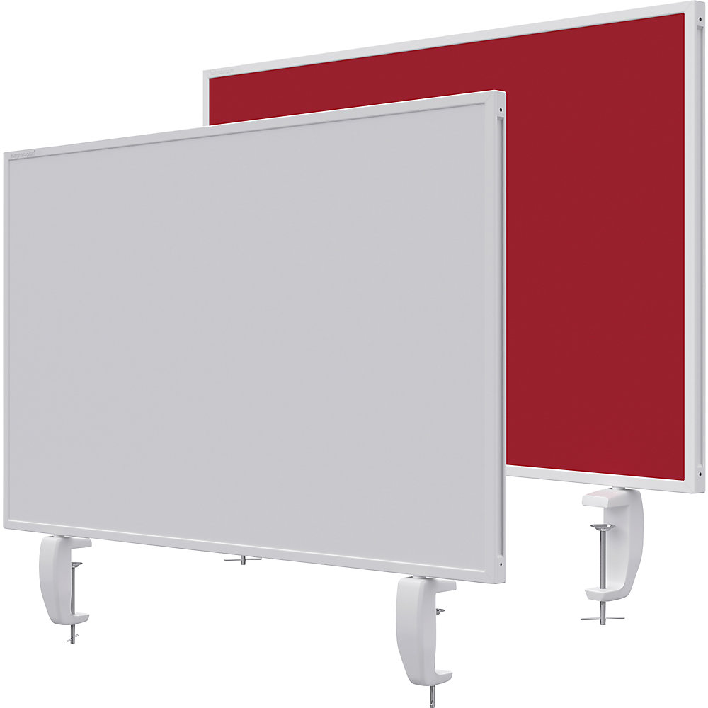 Magnetoplan Bureauscherm VarioPin, whiteboard/vilt, breedte 800 mm, rood