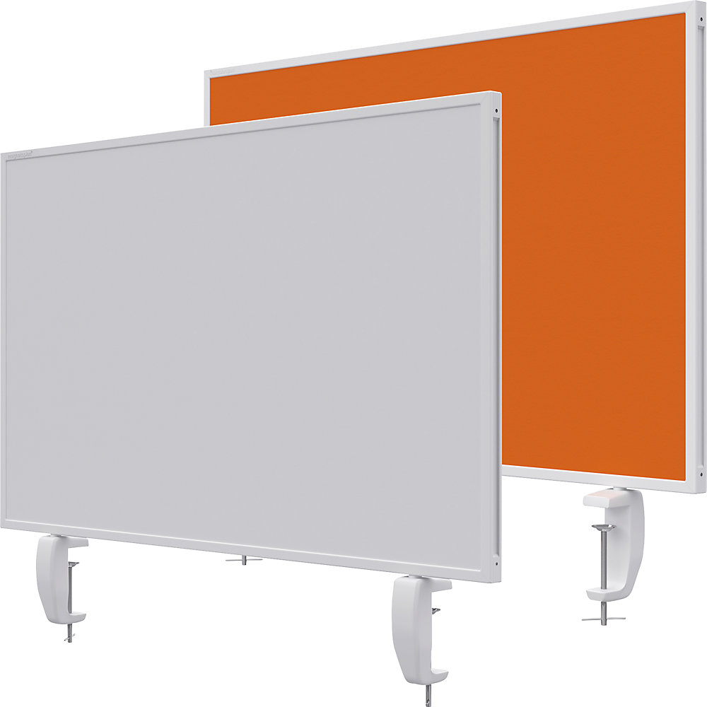 Magnetoplan Bureauscherm VarioPin, whiteboard/vilt, breedte 800 mm, oranje