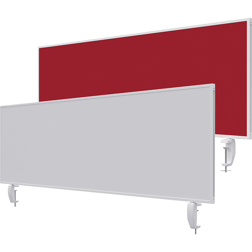 Magnetoplan Bureauscherm VarioPin, whiteboard/vilt, breedte 1600 mm, rood