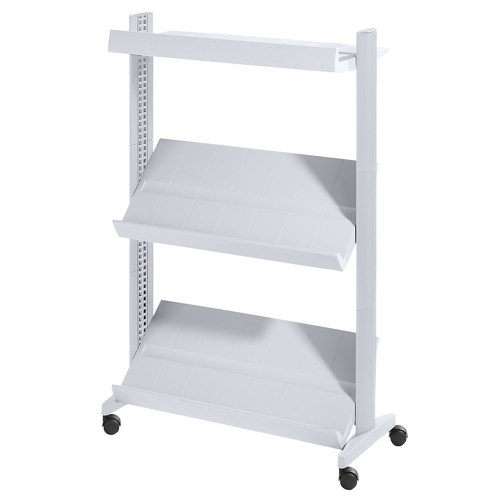 EasyDisplay Prospectusstandaard van polystyreen, voor 9 x A4, aluminiumkleurig / aluminiumkleurig