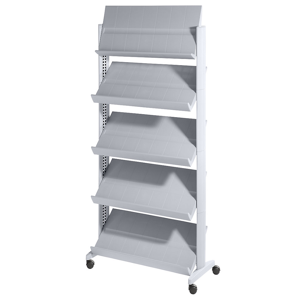 EasyDisplay Prospectusstandaard van polystyreen, voor 15 x A4, aluminiumkleurig / aluminiumkleurig
