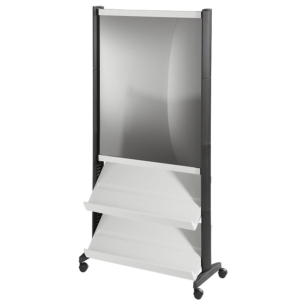EasyDisplay Prospectusstandaard van polystyreen, voor 6 x A4, zwart / lichtgrijs