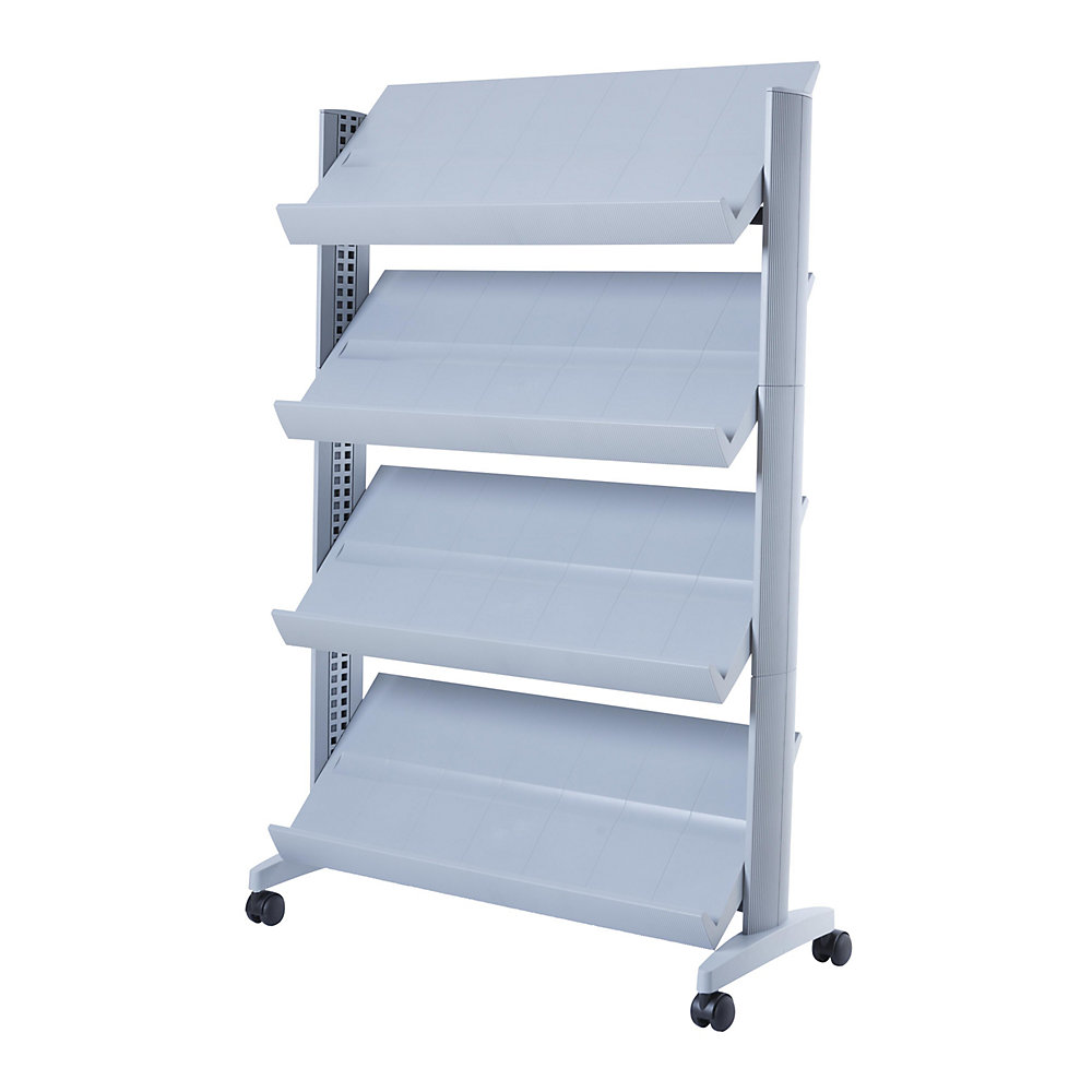 EasyDisplay Prospectusstandaard van polystyreen, voor 12 x A4, aluminiumkleurig/aluminiumkleurig