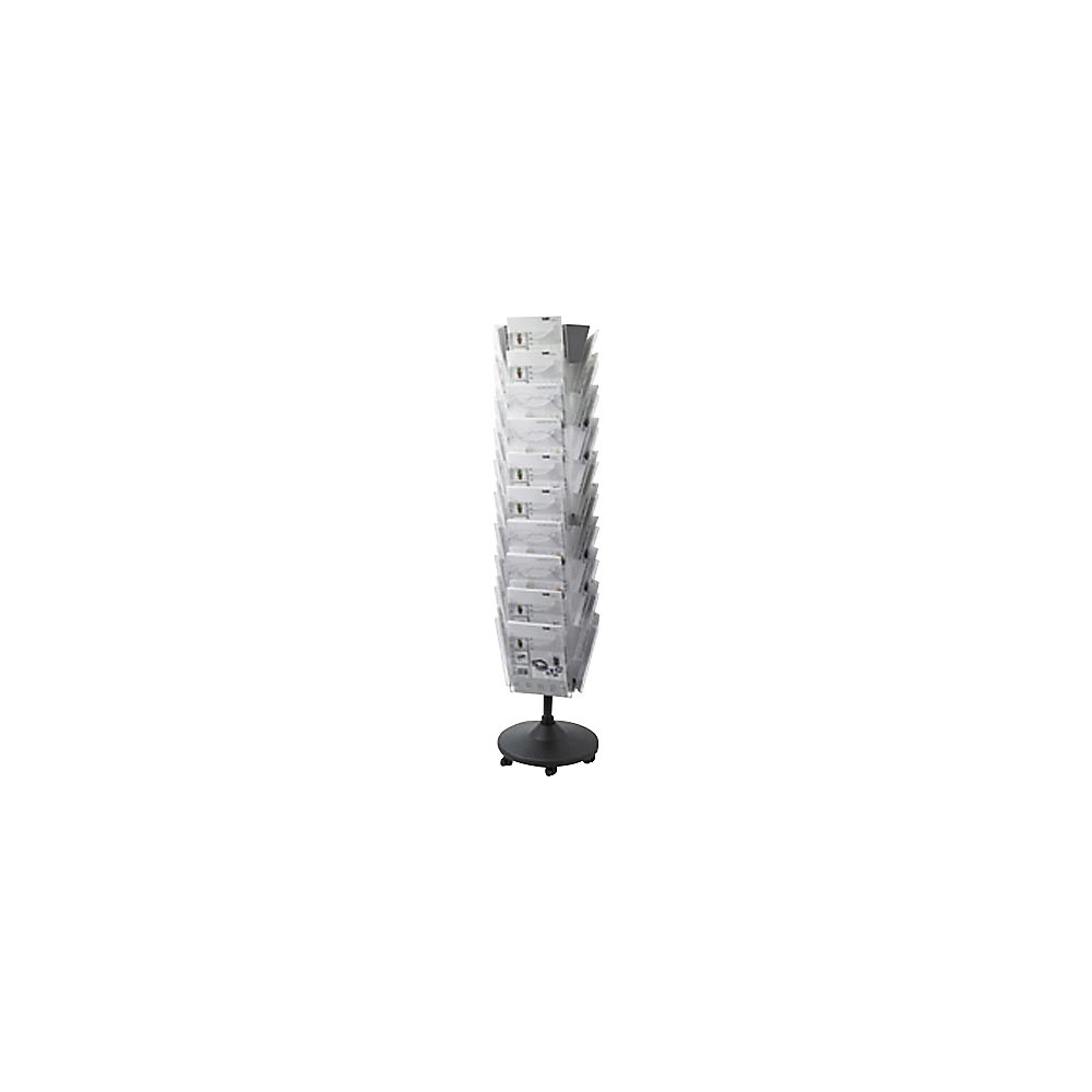 Helit Vloerstandaard, draaibaar en verrijdbaar, 30 vakken voor A4-formaat, h x b x d = 1773 x 440 x 440 mm