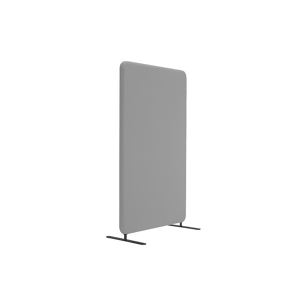 Akoestische scheidingswand Standard, afgeronde hoeken, hoogte 1500 mm, incl. voeten, breedte 800 mm, grijs