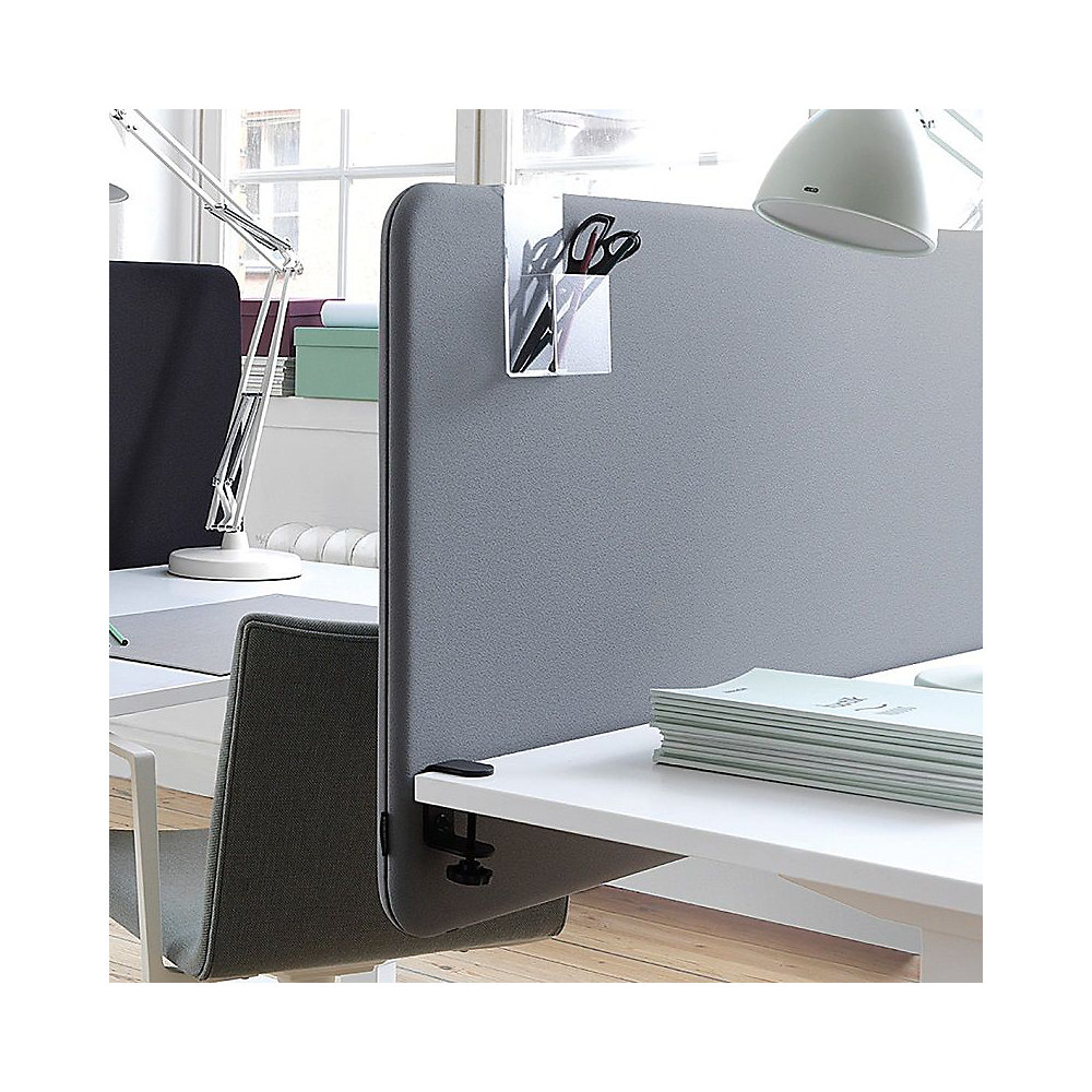 Akoestische bureauscheidingswand Standard met afgeronde hoeken, hoogte 650 mm, textiel, breedte 800 mm, grijs