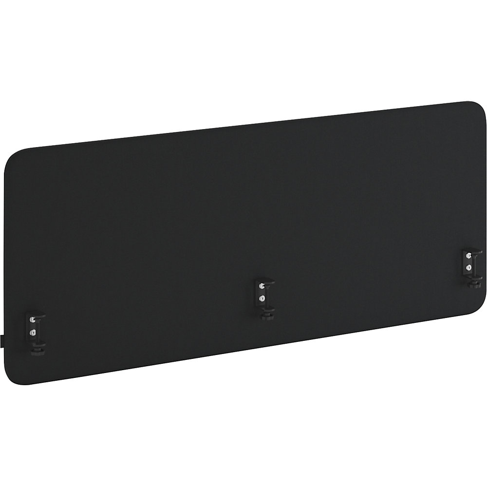 Akoestische bureauscheidingswand Standard met afgeronde hoeken, hoogte 650 mm, textiel, breedte 1600 mm, zwart