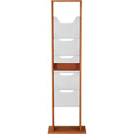 Update Display vloerstandaard WoodMagazine, 10 x DIN A4, dubbelzijdig, beukenhout, acrylglas, vrijstaand, beuken