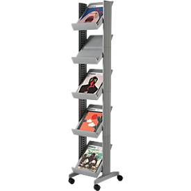 Paperflow Mobiele folderhouder CORNER, aluminium kleur